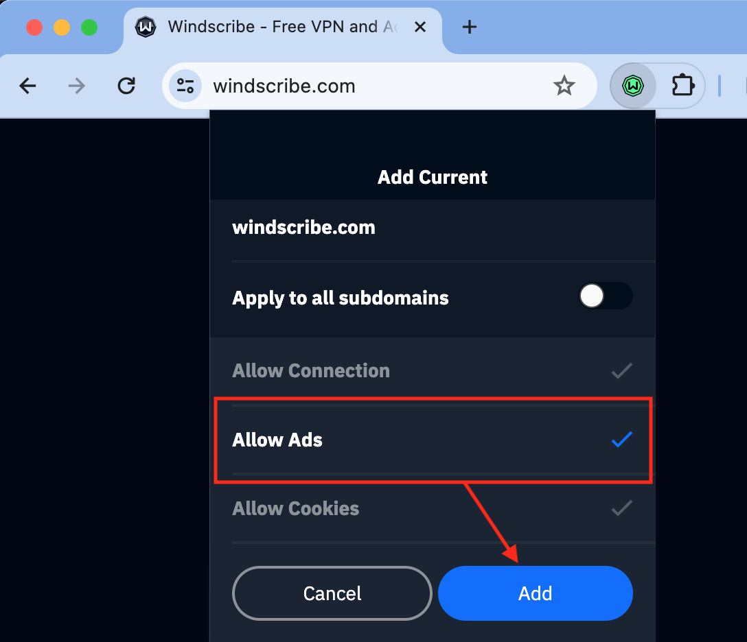 Windscribe Extension Allowlist step 3