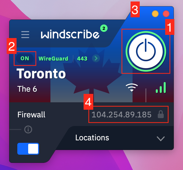 Signs Windscribe is active