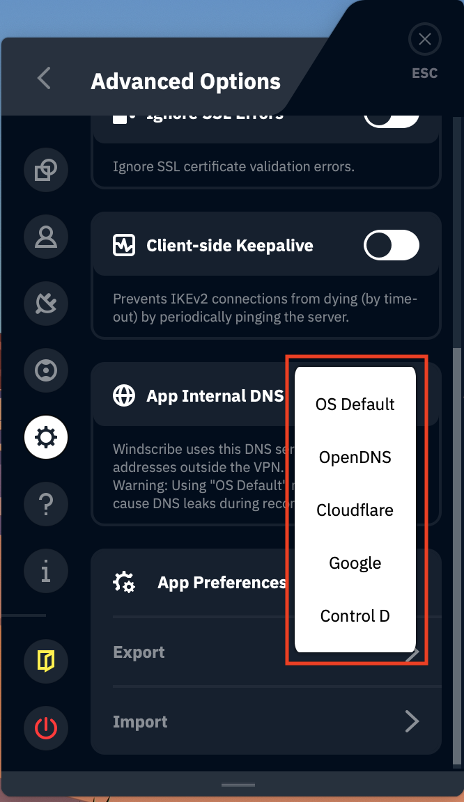 How to change your Internal DNS in the Windscribe App | Windscribe