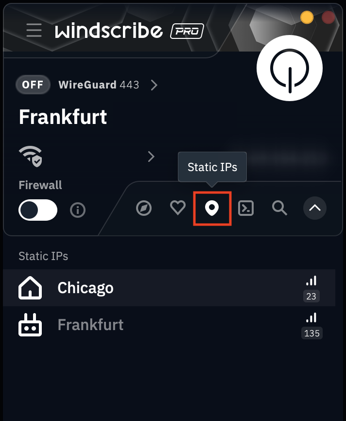 Static IP menu