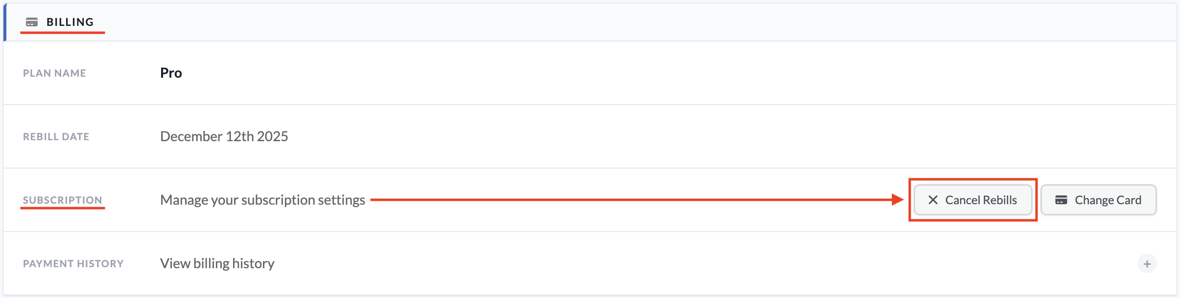 Billing Section & Buttons
