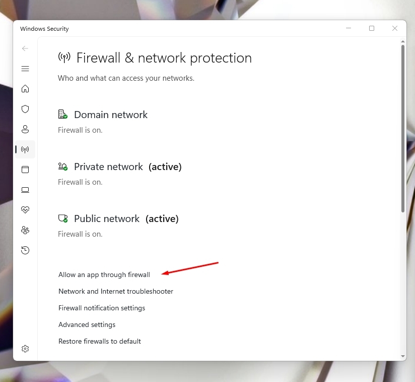 Allow app through firewall