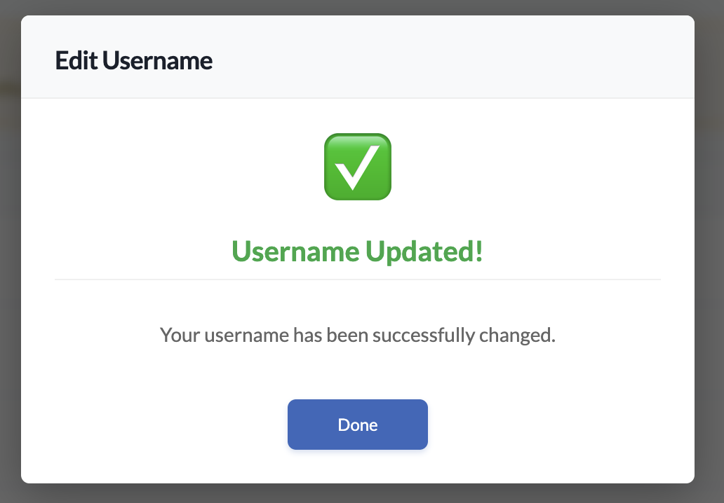 username confirmation