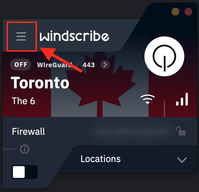 Preferences Tab location in the Windscribe app