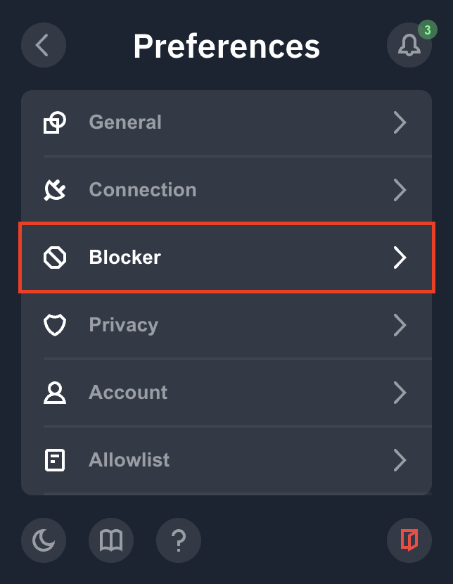 Blocker Settings