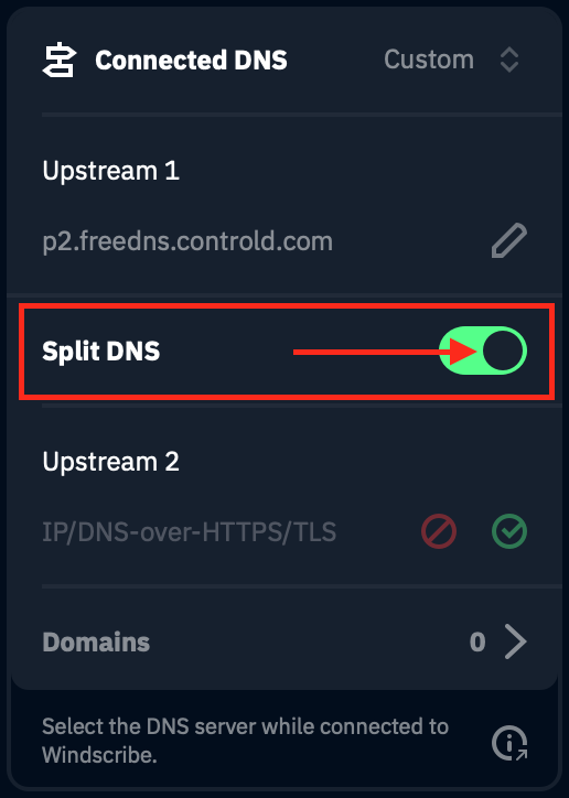 Split DNS toggle location