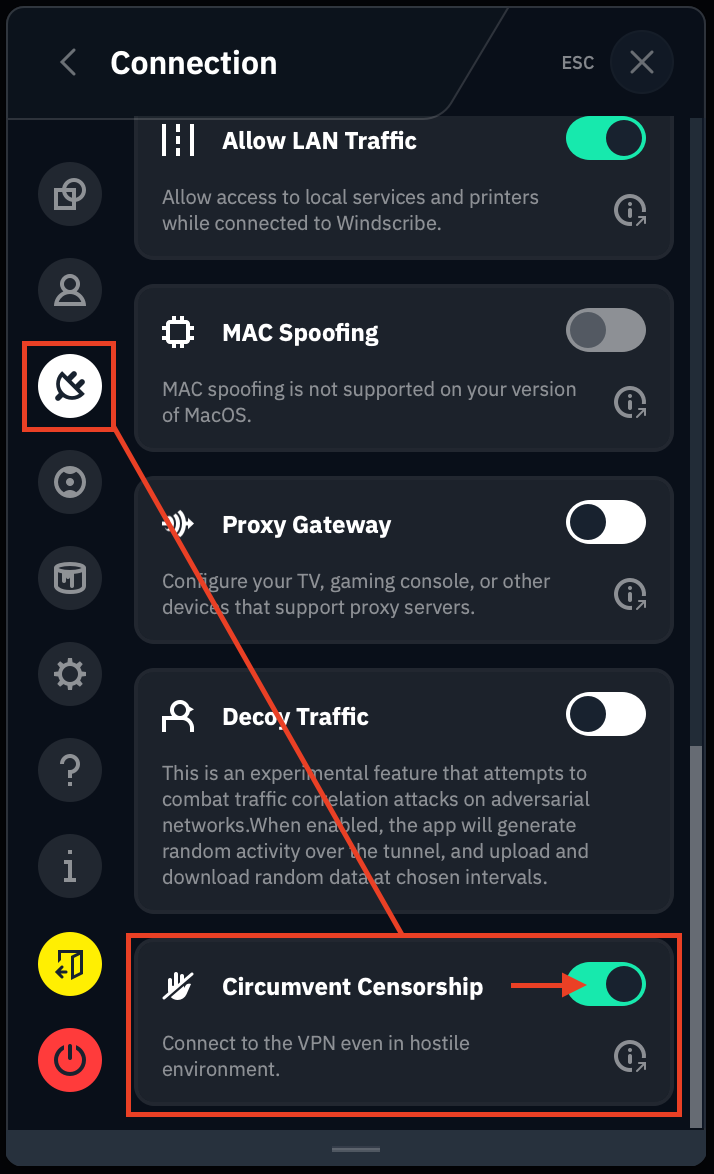 Circumvent Censorship Feature
