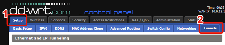 DD-WRT Setup page