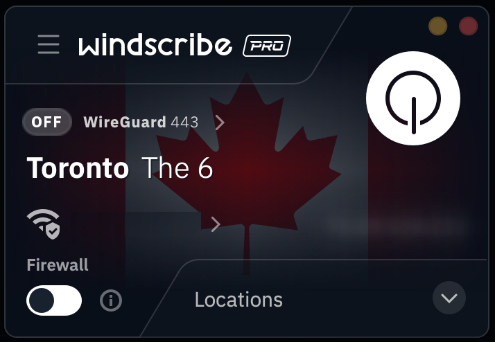 Windscribe in disconnected state