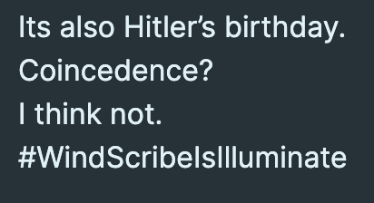 Ticket says its also Hitler’s birthday. Coincidence? I think not. Hashtag Windscribe is Illuminate