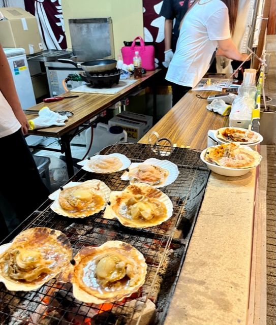 Grilled scallops at the Sapporo Night Market