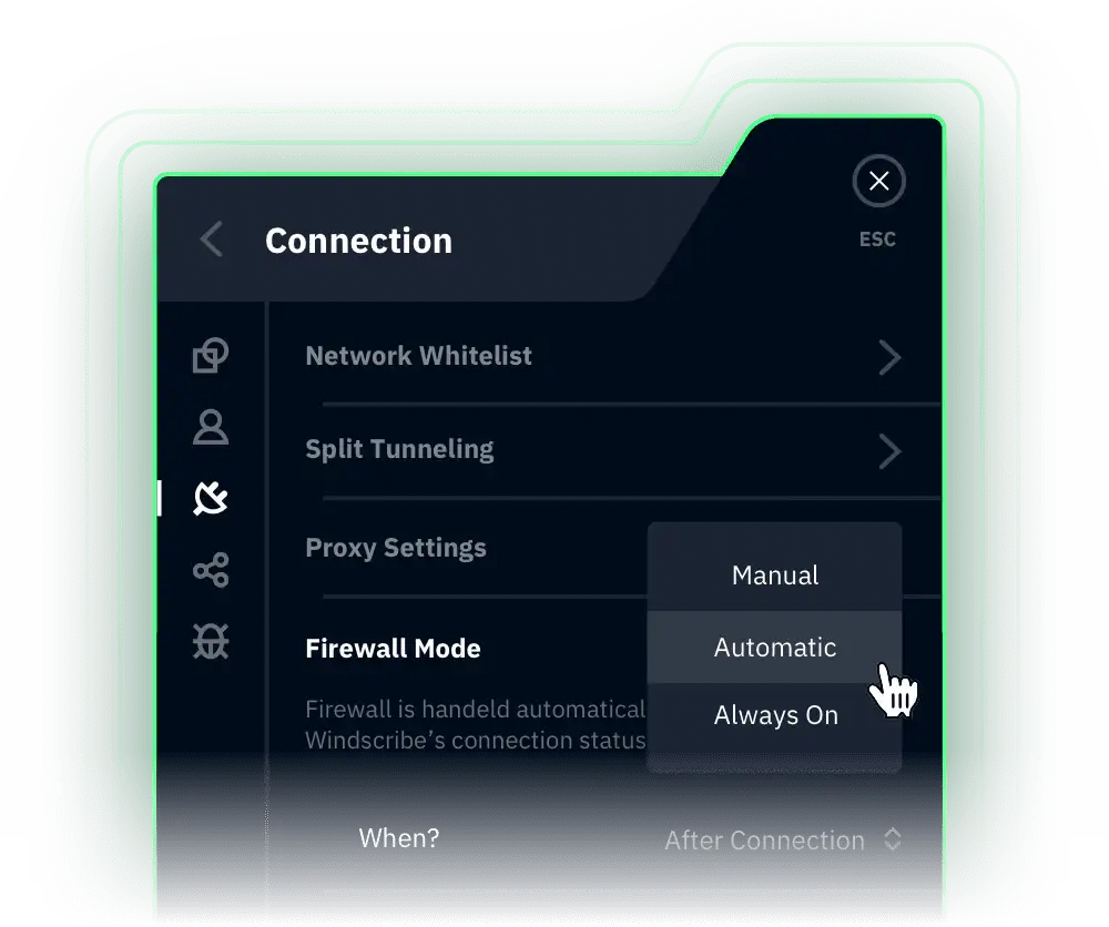 Windscribe Firewall options