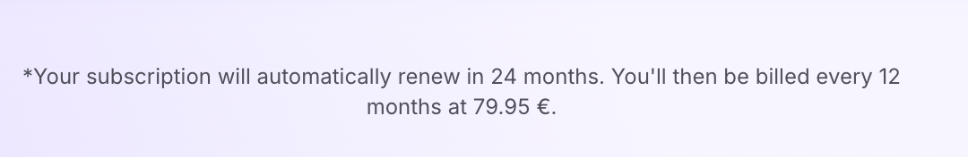 Screenshot of terms on ProntonVPN purchase page noting that the price will increase upon renewal