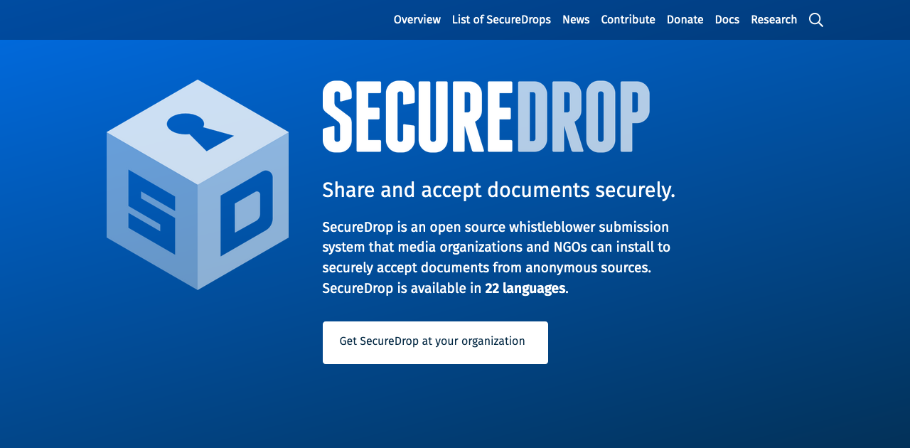 secure drop onion site screenshot