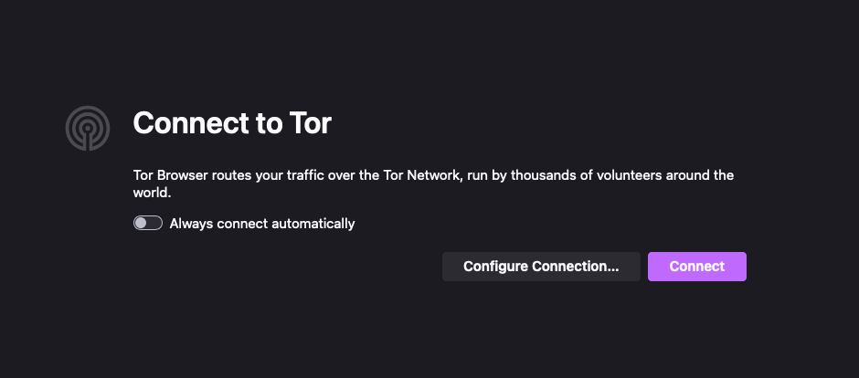 tor connection screen 