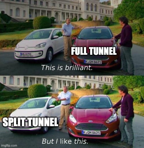 full tunnel vs split tunnel vpn