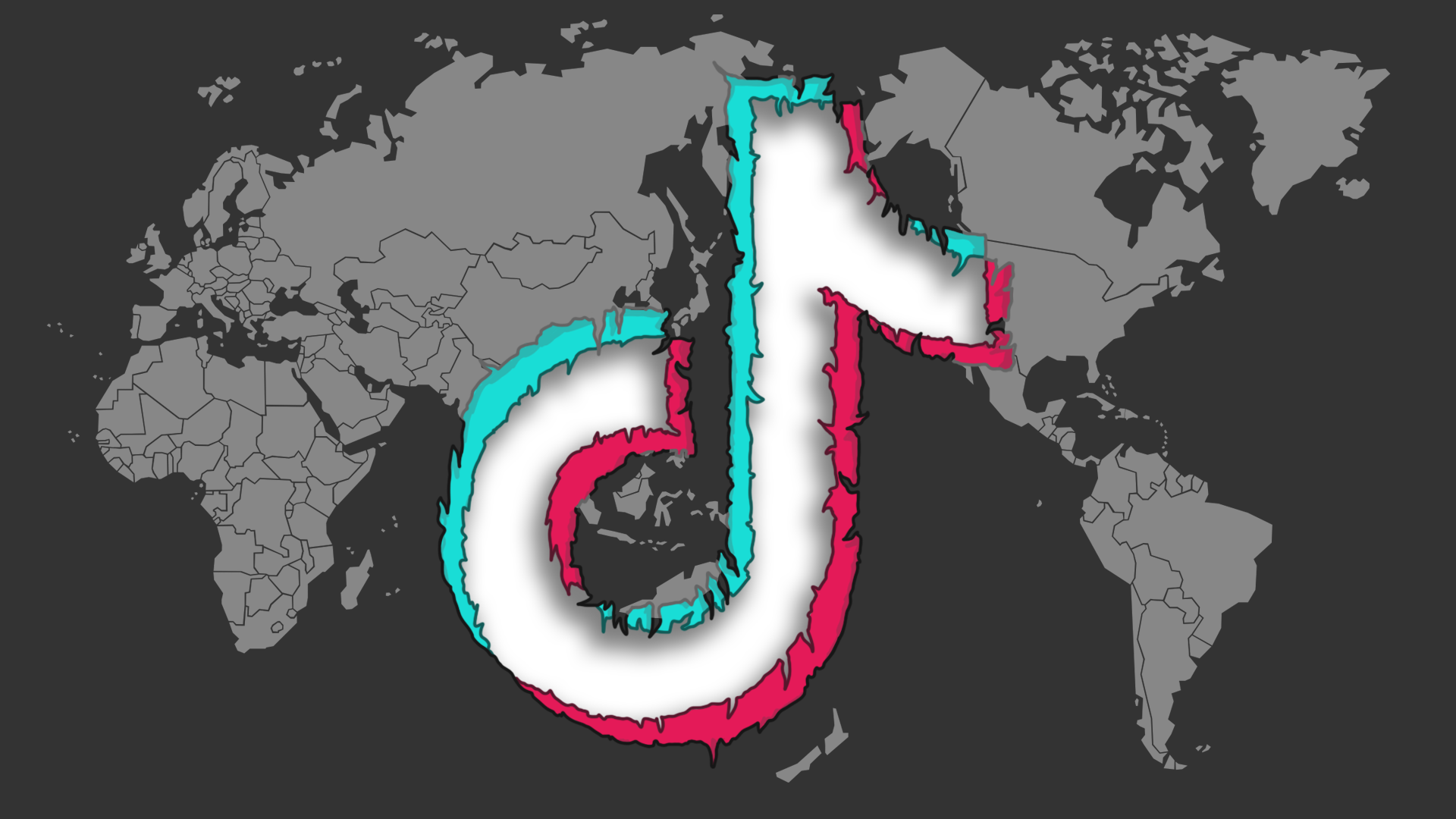 World map with TikTok logo on top.