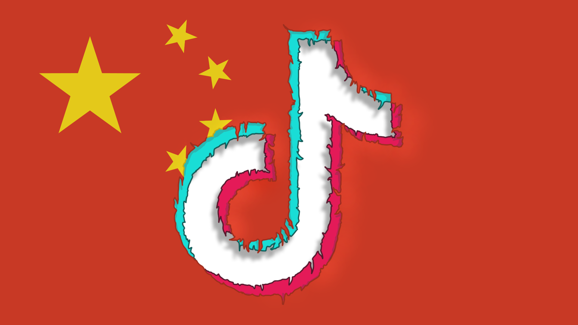 Flag of China with TikTok Logo