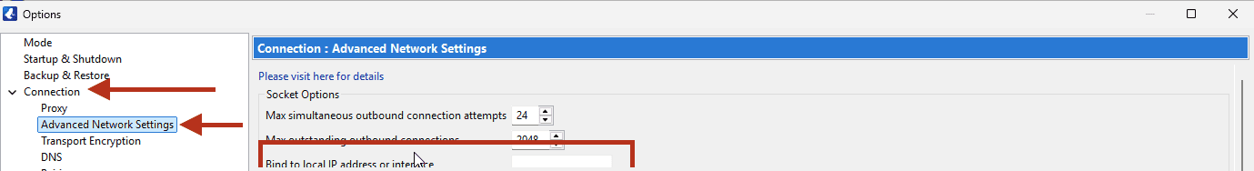 Locating the blank Bind to local IP address or interface field in Vuze
